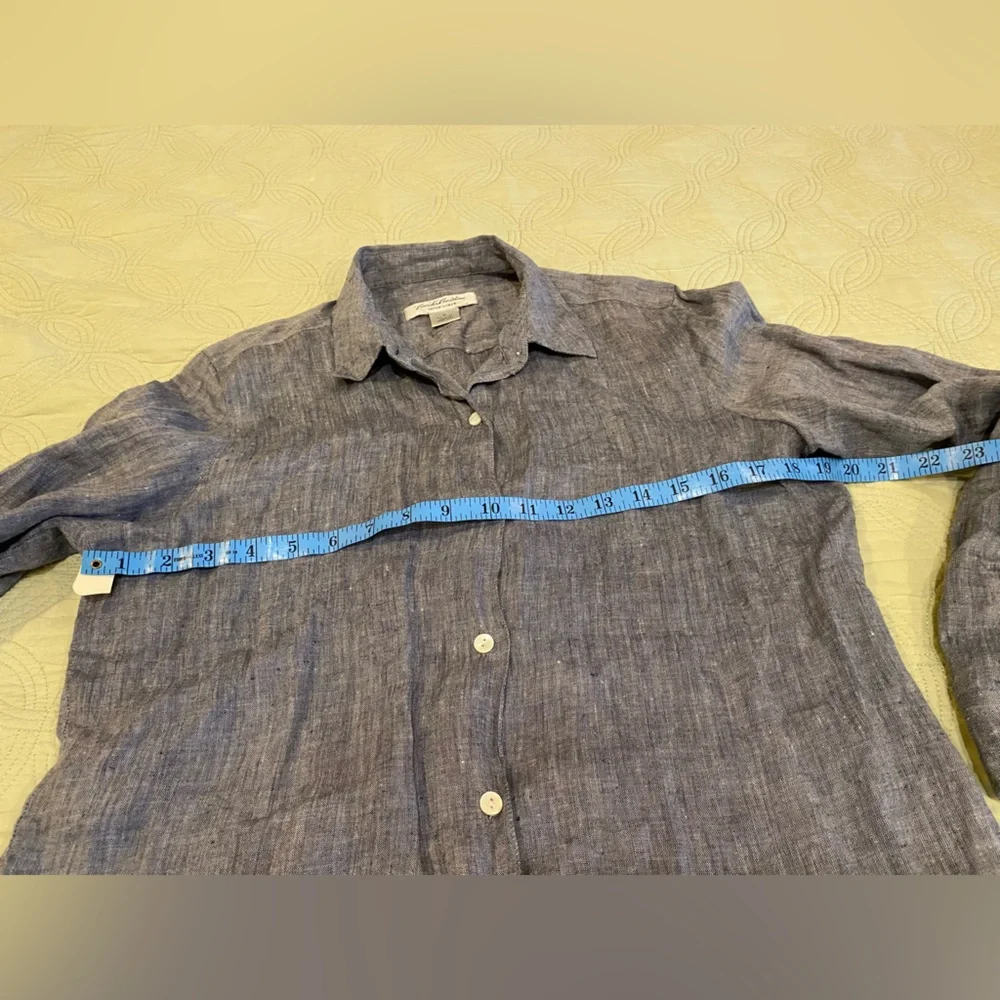 Brooks Brothers Heathered Slate Blue Linen Shirt - Picture 6 of 11